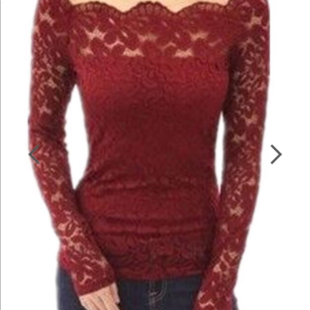 Burgundy lace off shoulders